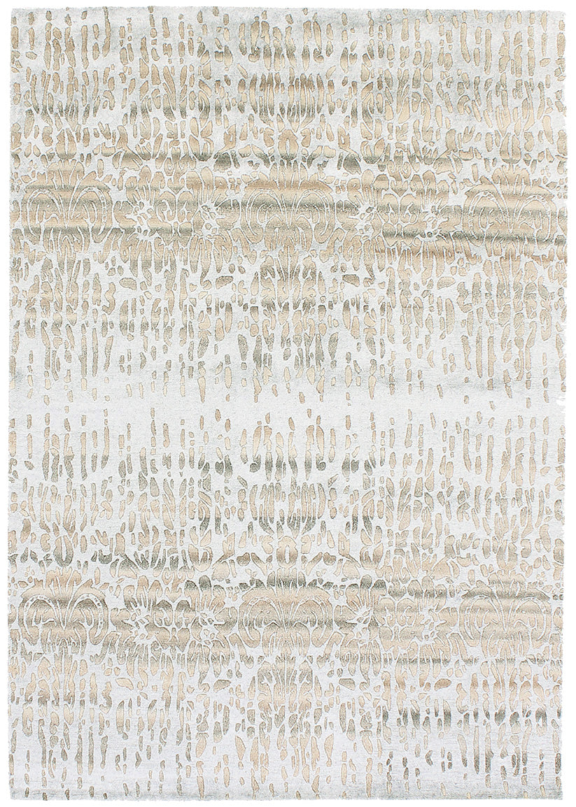 wool and viscose rug with abstract design in beige and grey