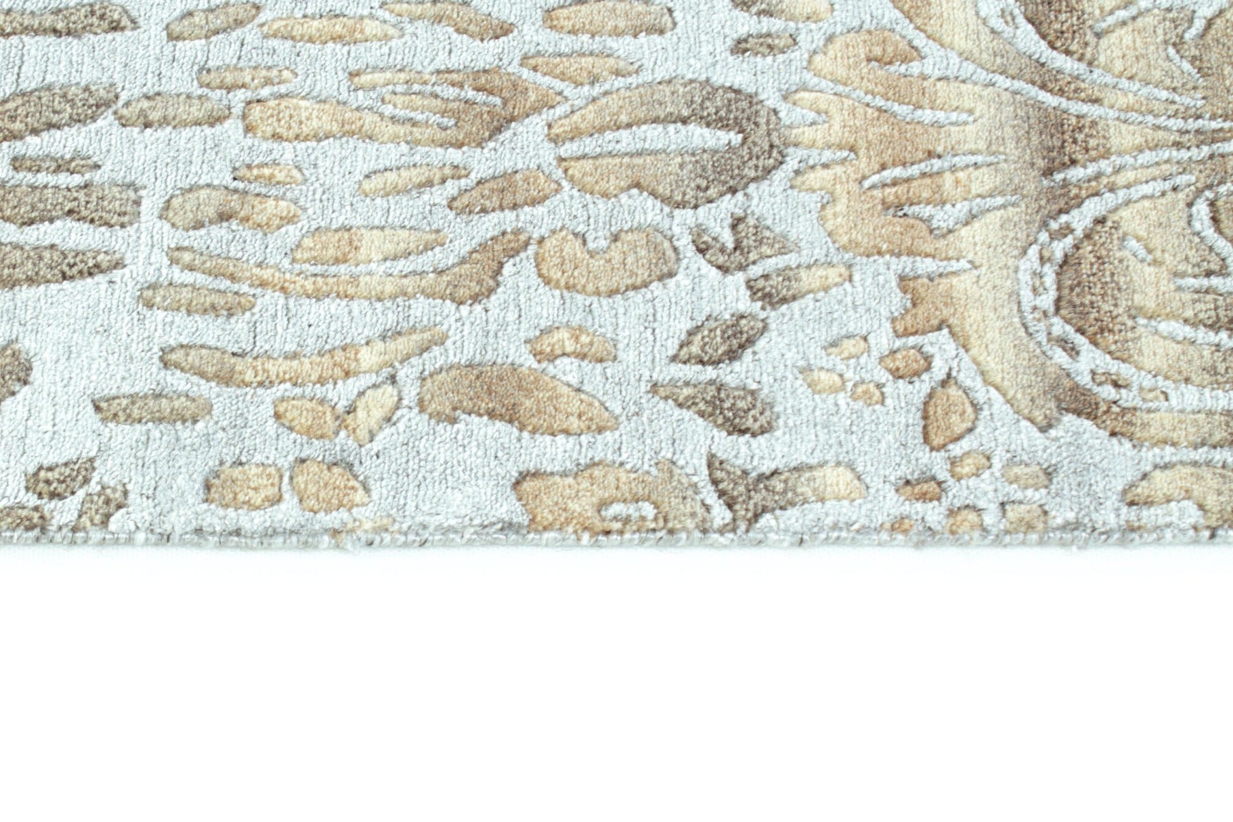 wool and viscose rug with abstract design in beige and grey