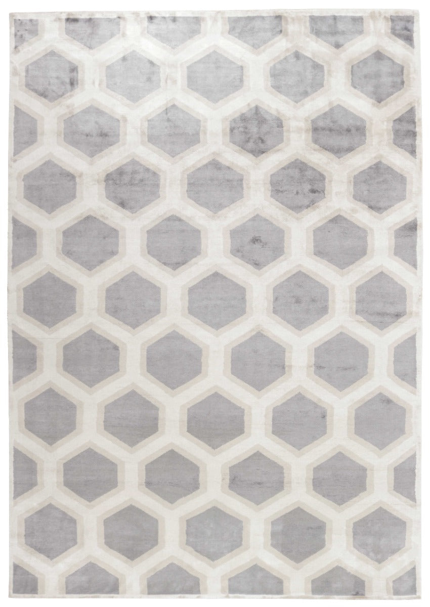 geometric area rug in grey and white