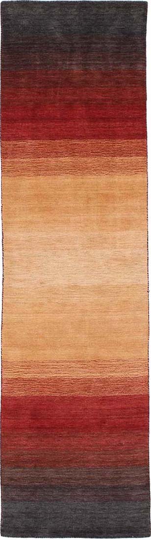 red, orange, yellow and black ombre flatweave kelim runner