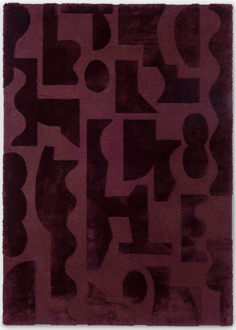 burgundy wool rug with geometric textured design