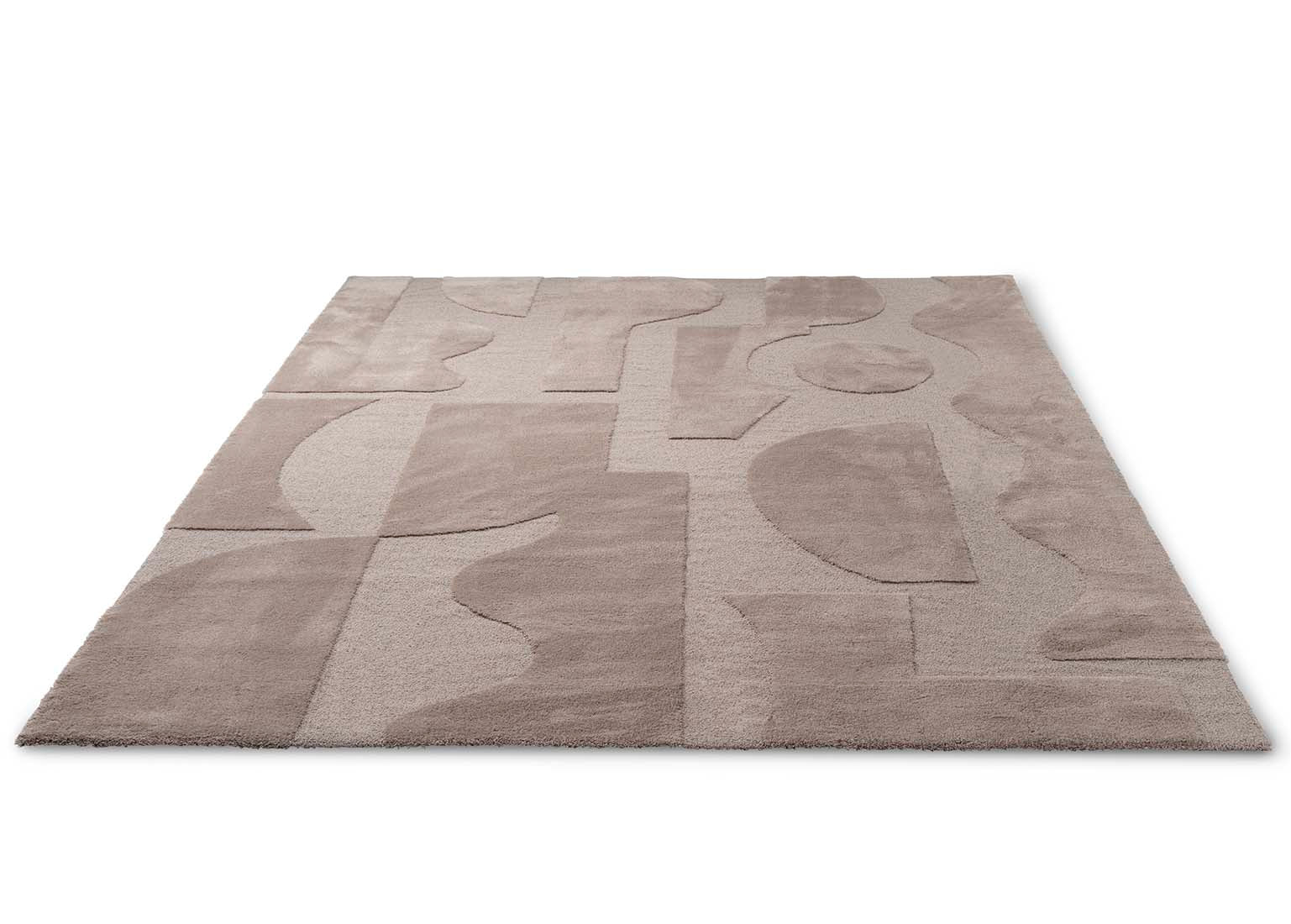 beige wool rug with geometric textured design
