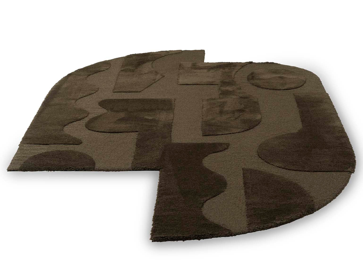 forest green wool rug with geometric textured design