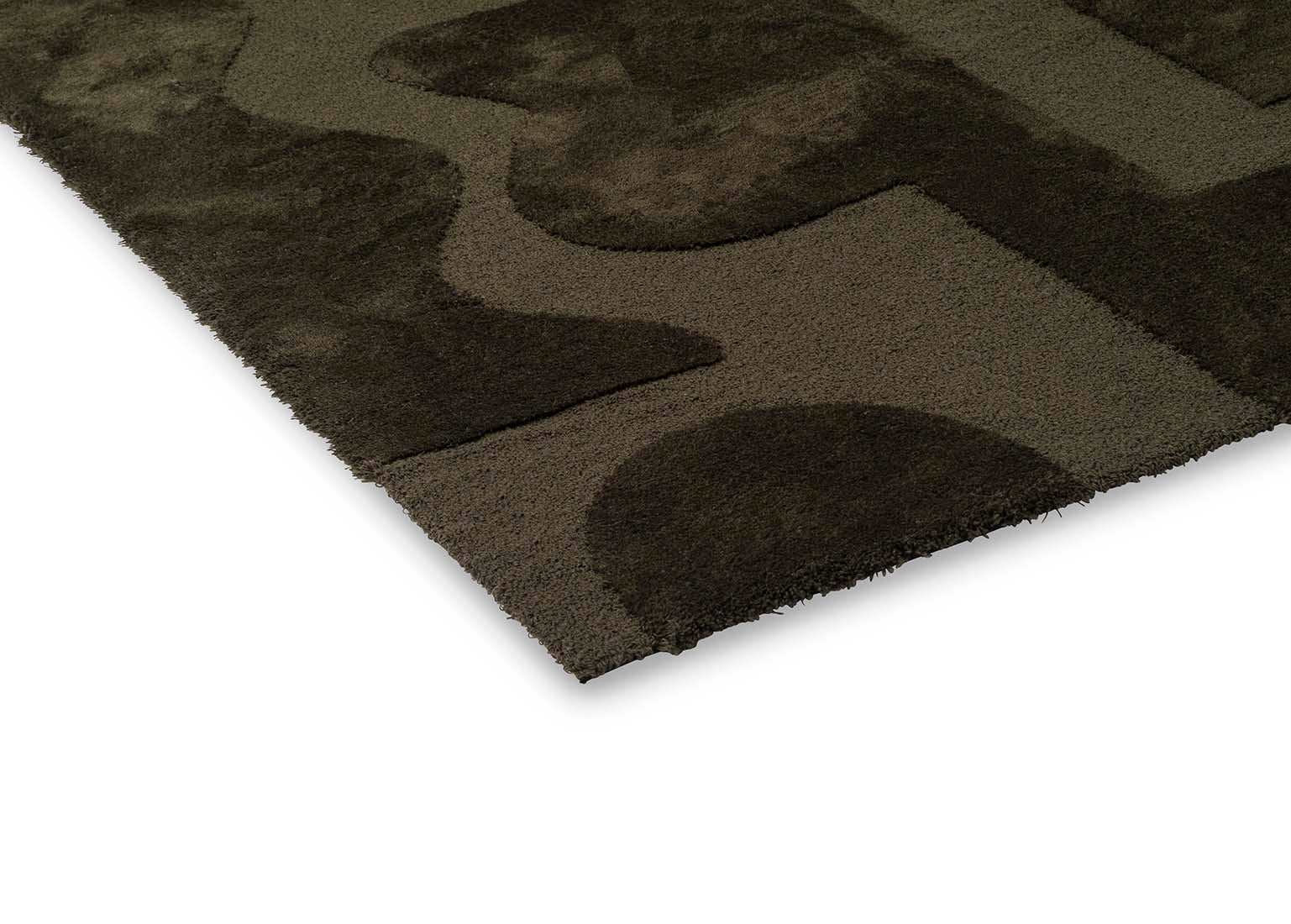 forest green wool rug with geometric textured design