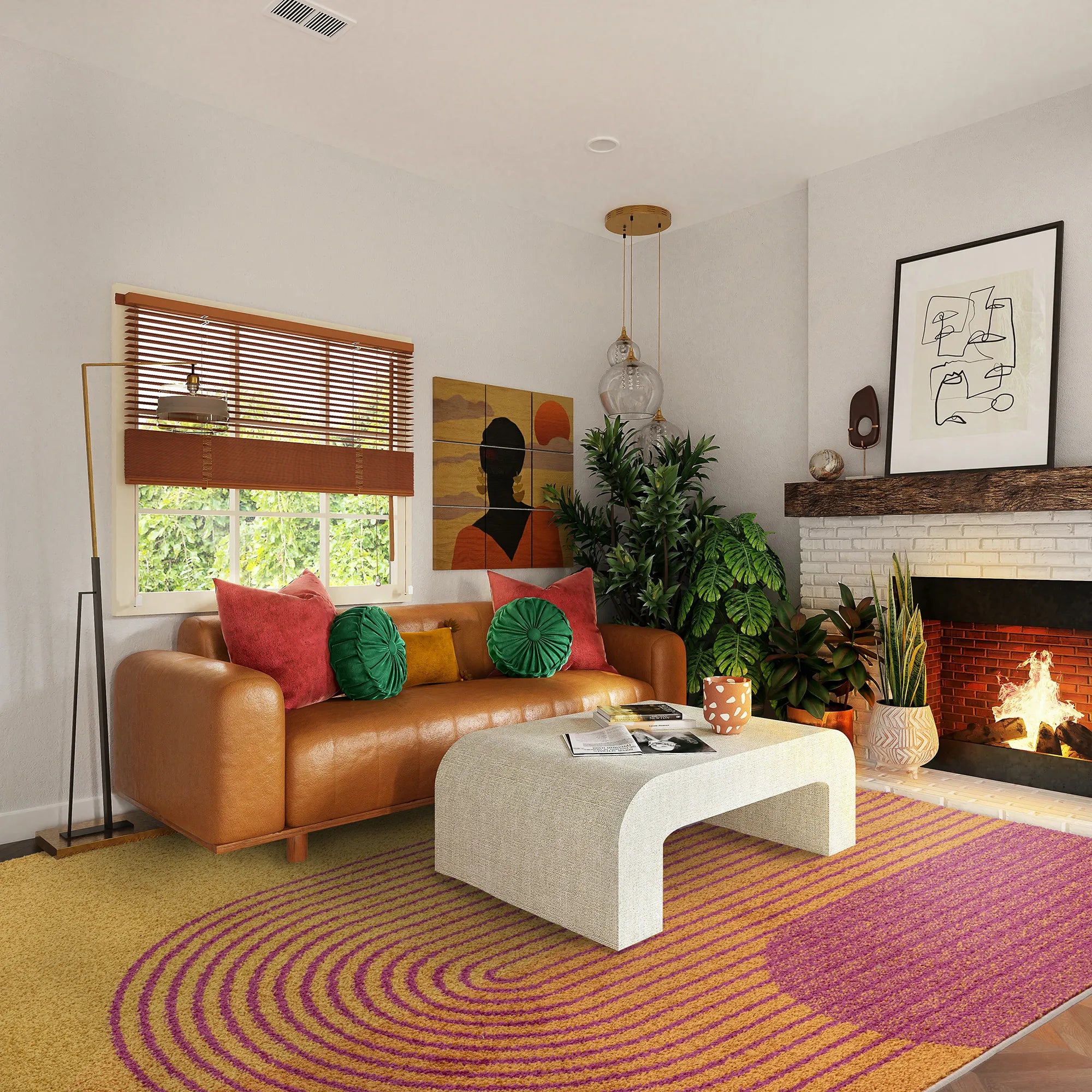 retro orange flatweave rug