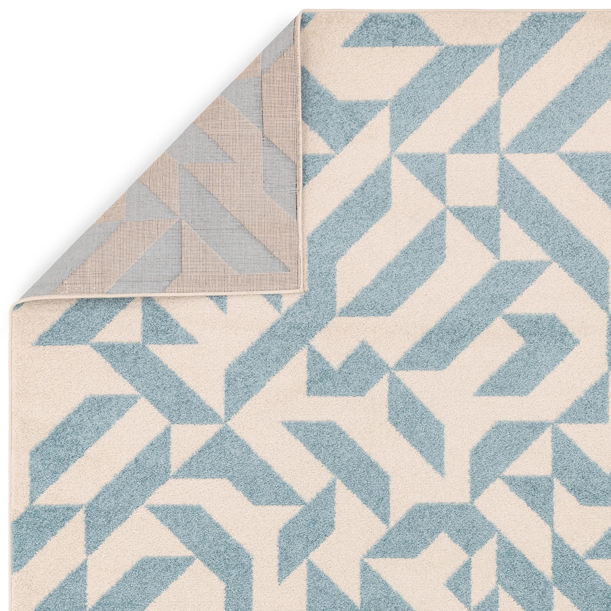 abstract blue flatweave rug