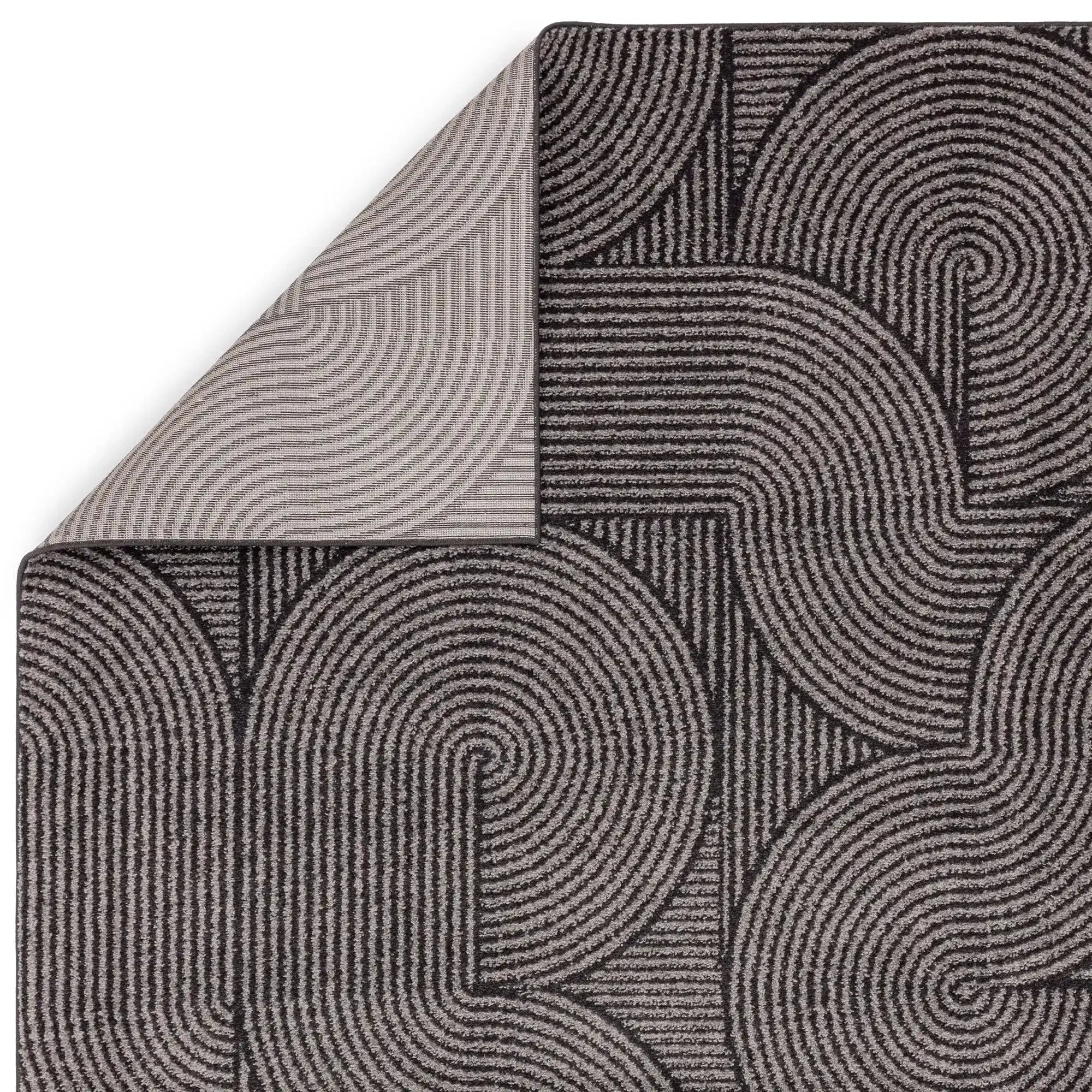 abstract charcoal grey flatweave rug
