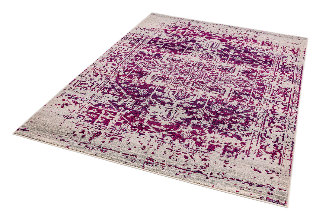 red rug with an oriental design