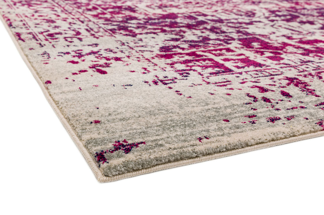 red rug with an oriental design