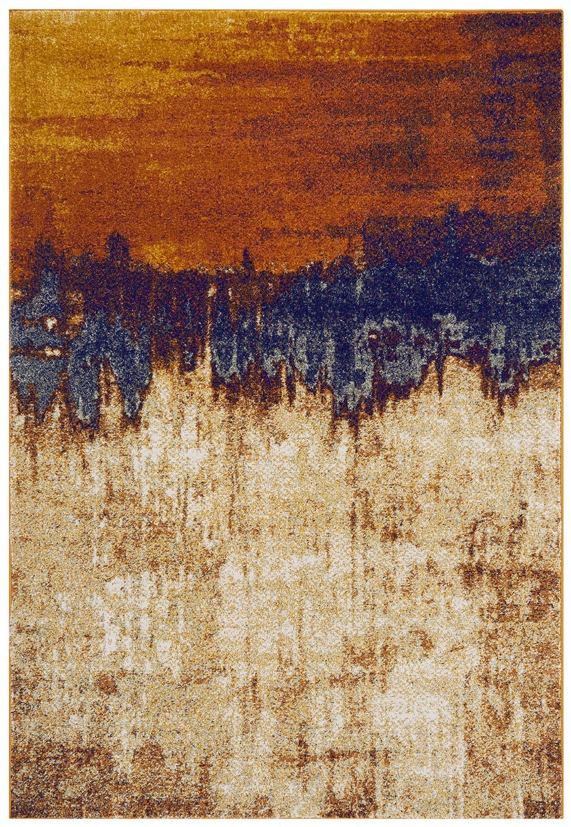 blue and orange abstract rug