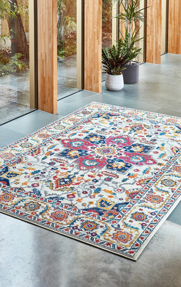 multicolour rug with an oriental design