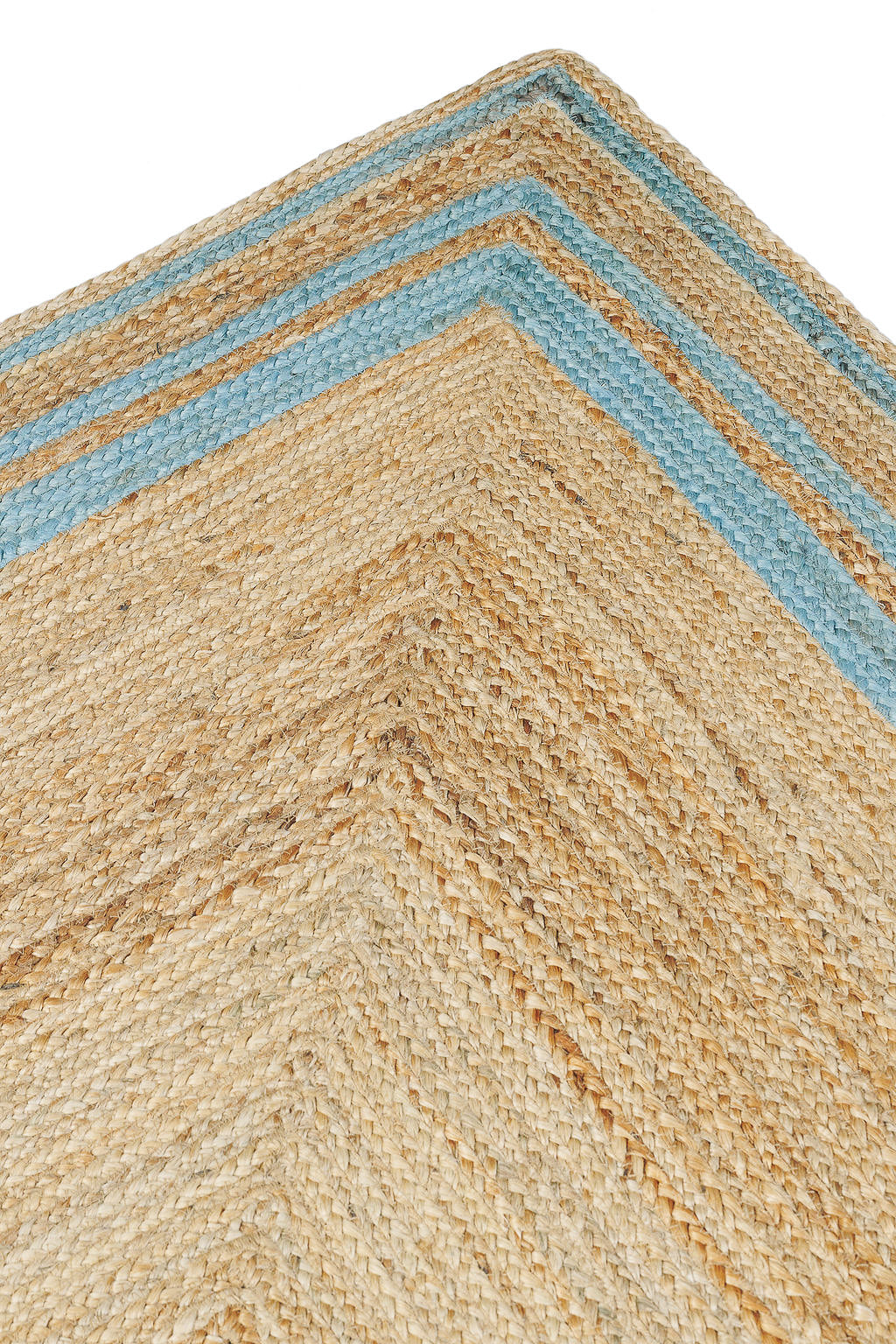 jute rug with light blue border