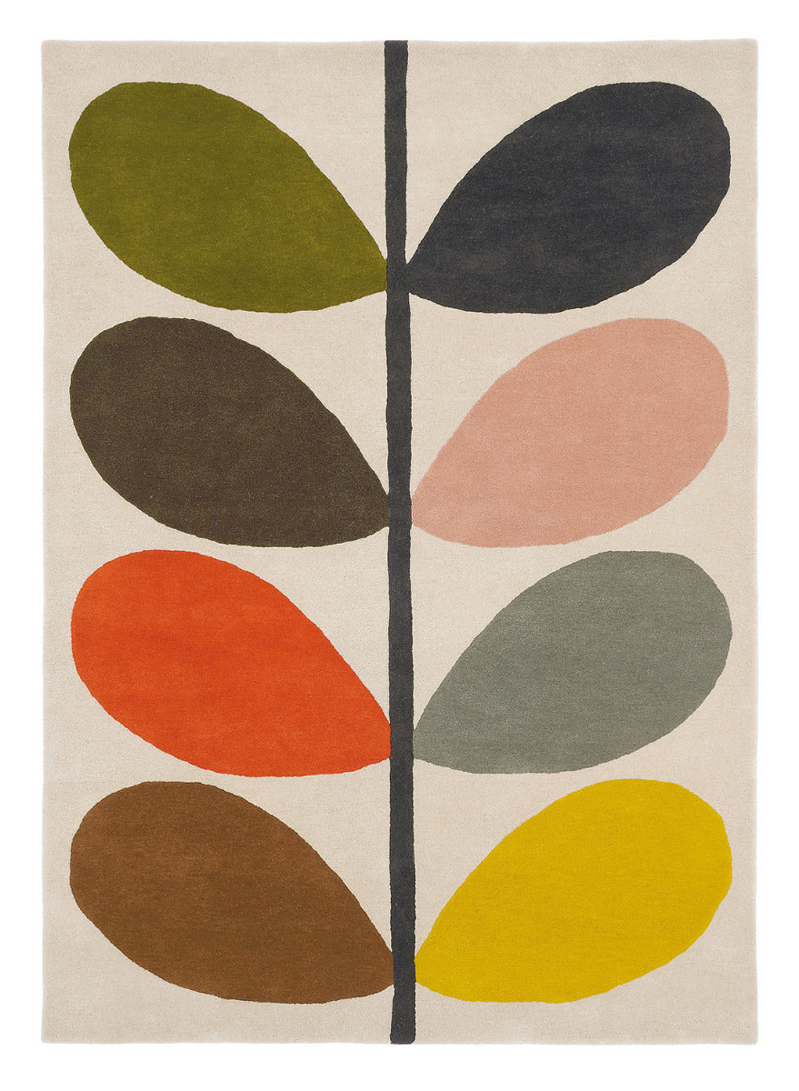 Orla Kiely giant multi stem rug - cream rug with a multicolour leaf pattern