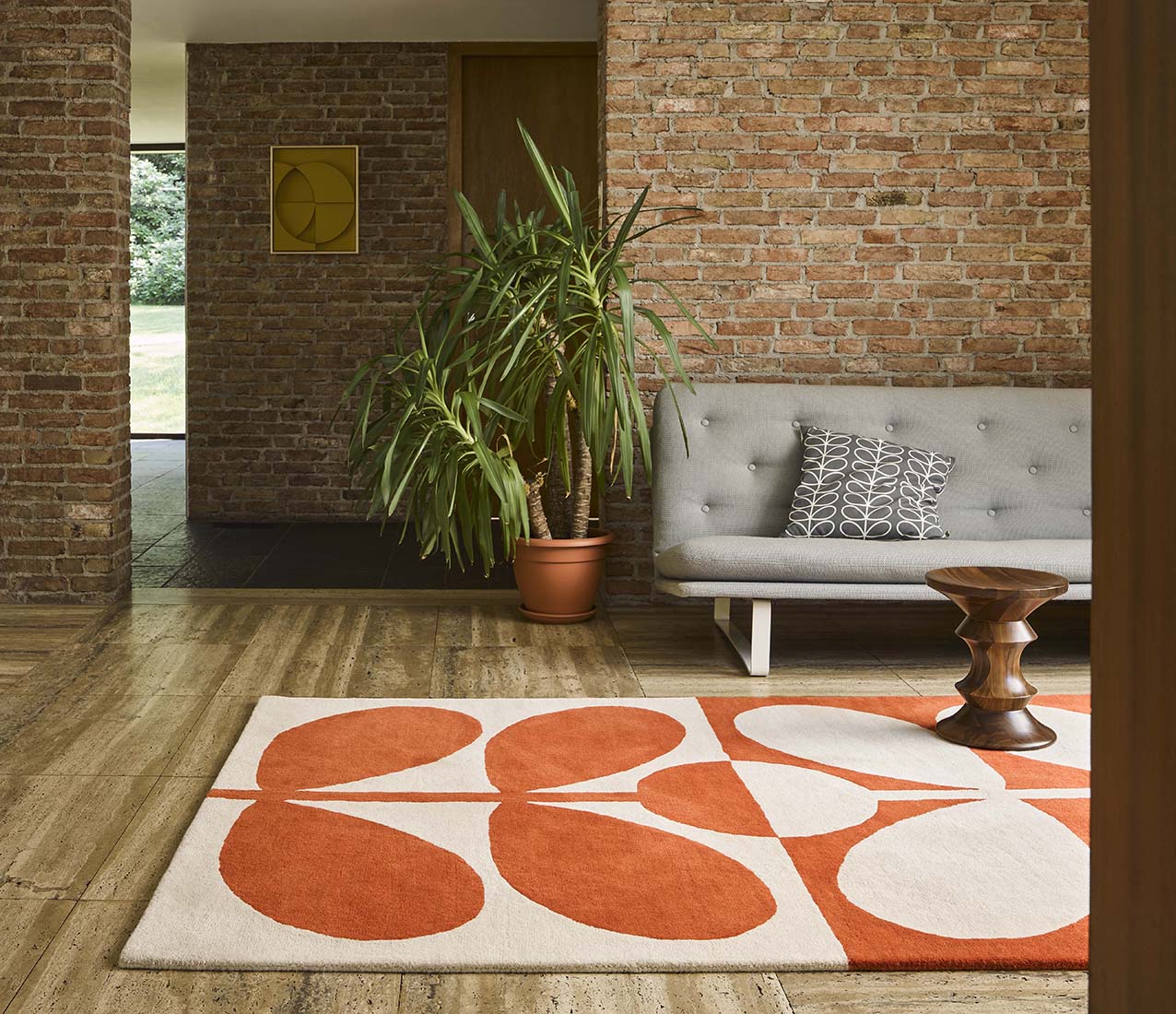oversized floral print rug in red and cream