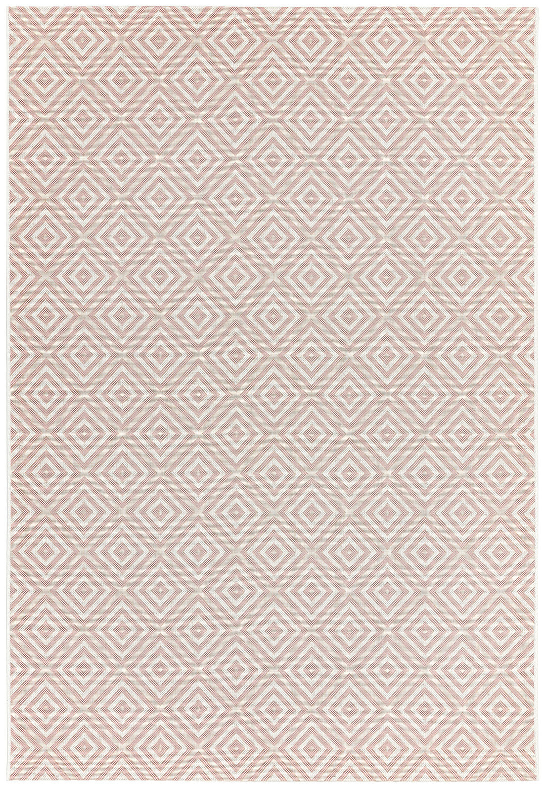 pink and white geometric rug for indoors and outdoors
