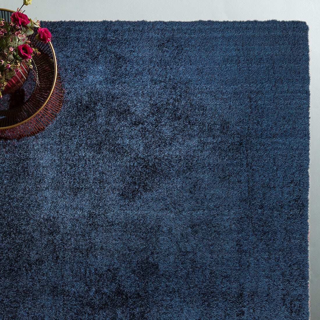 navy shaggy rug
