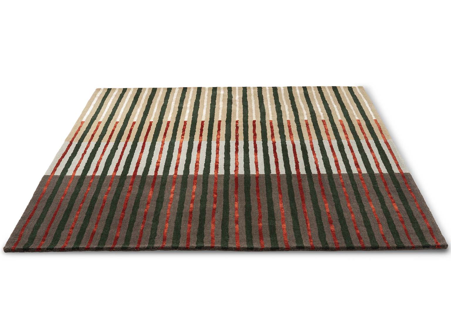 multicolour wool area rug with modern stripe pattern 

