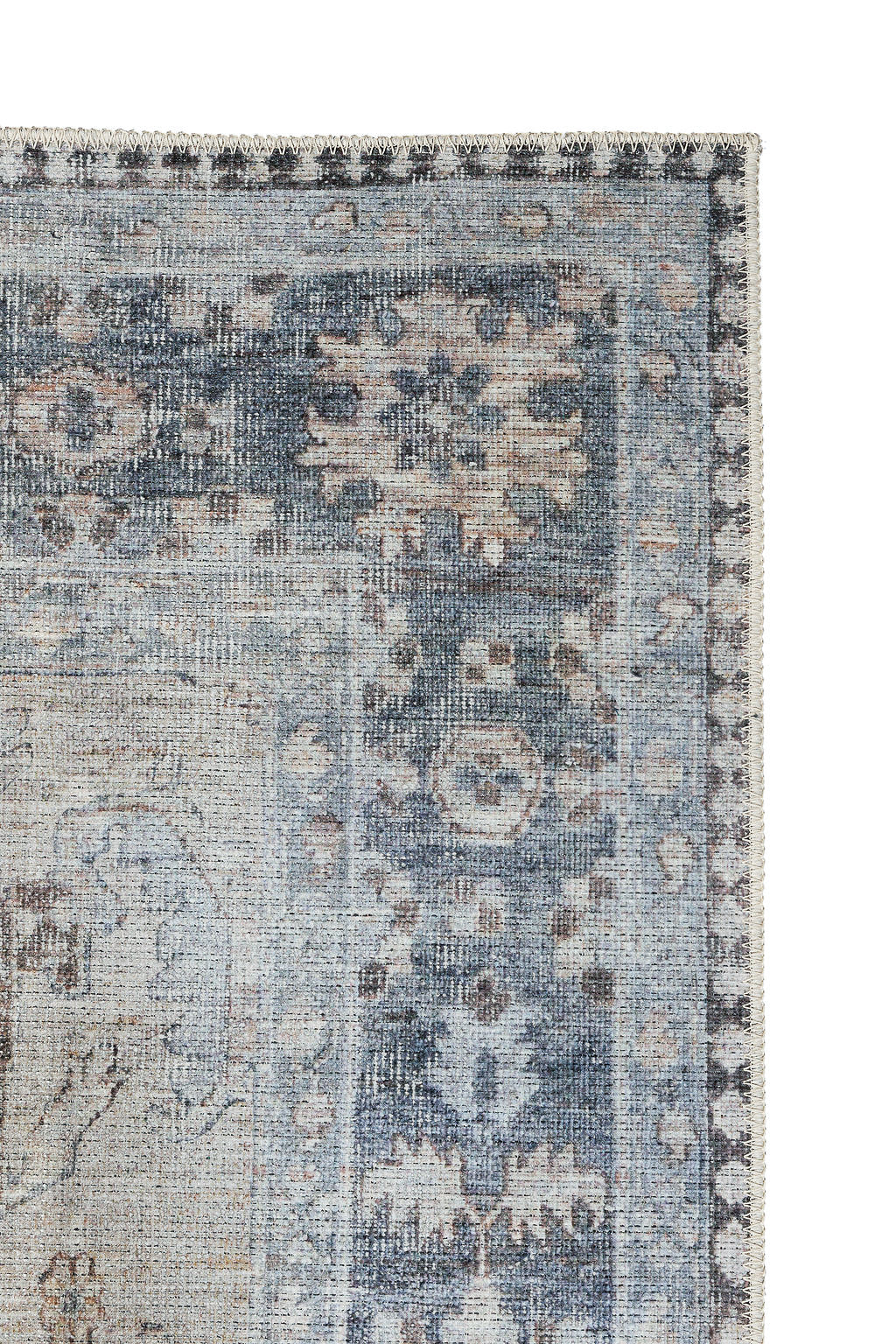 Blue bordered vintage style rug