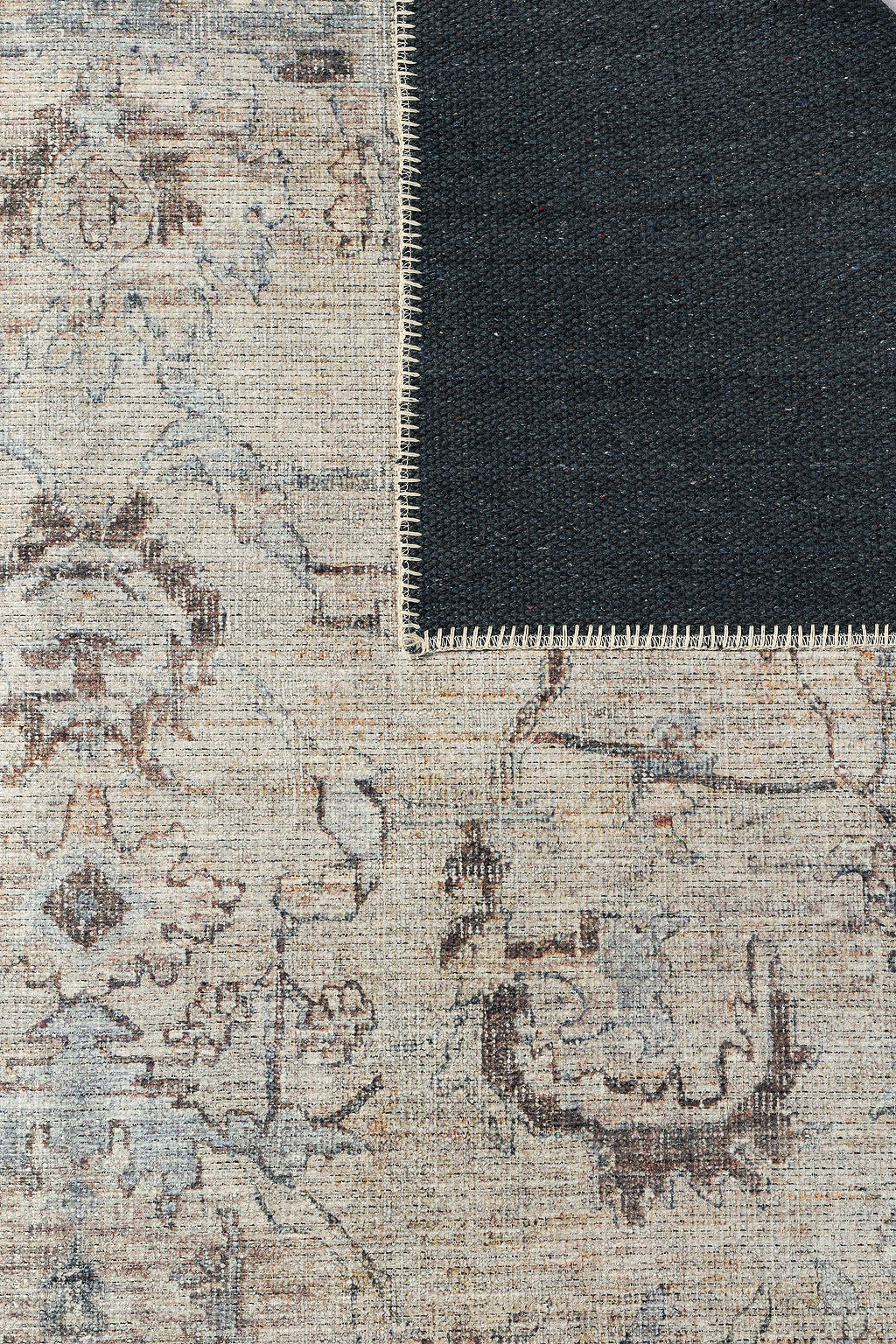 Blue bordered vintage style rug