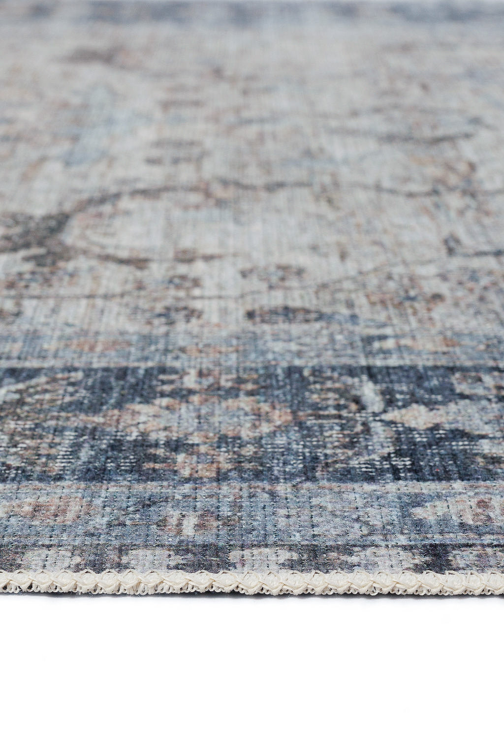 Blue bordered vintage style rug