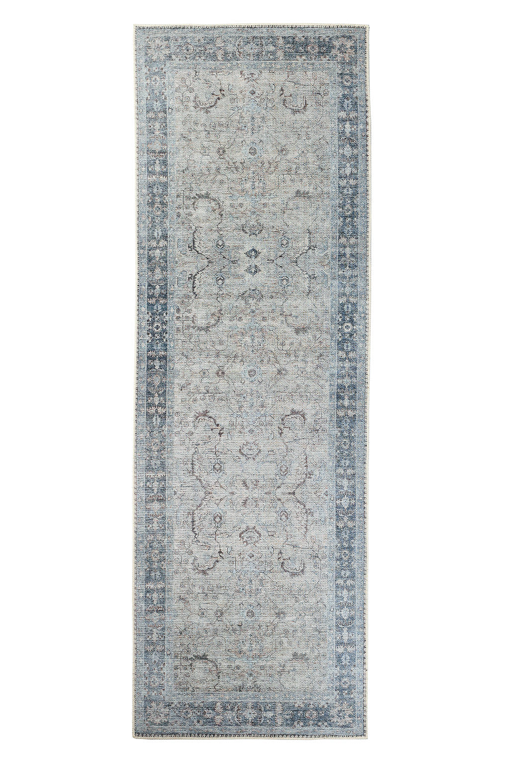 Bordered blue vintage style runner