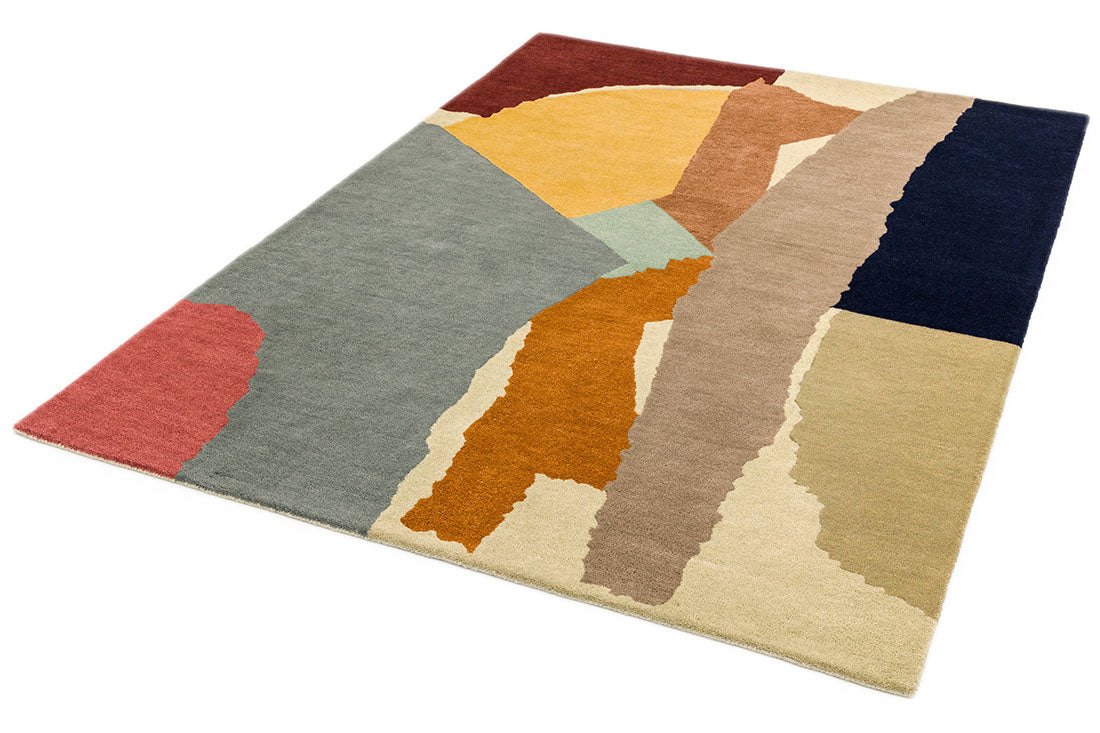 multicolour geometric rug in yellow