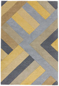 Reef Geometric Beige, Grey & Ochre Wool Rug RF02