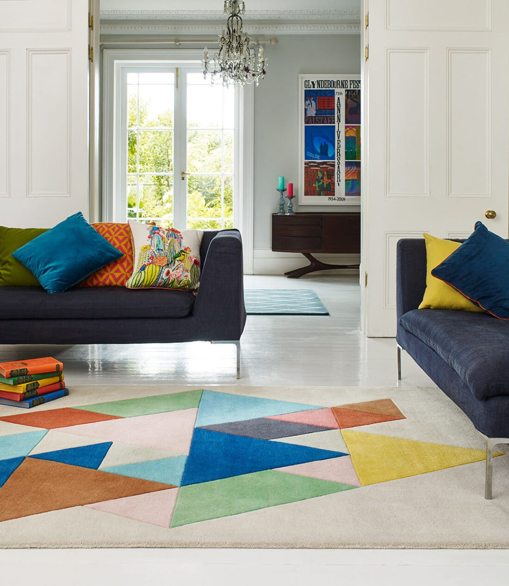 multicolour geometric rug