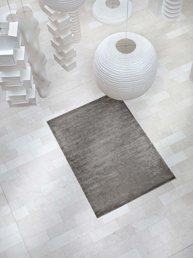 large plain light grey rug