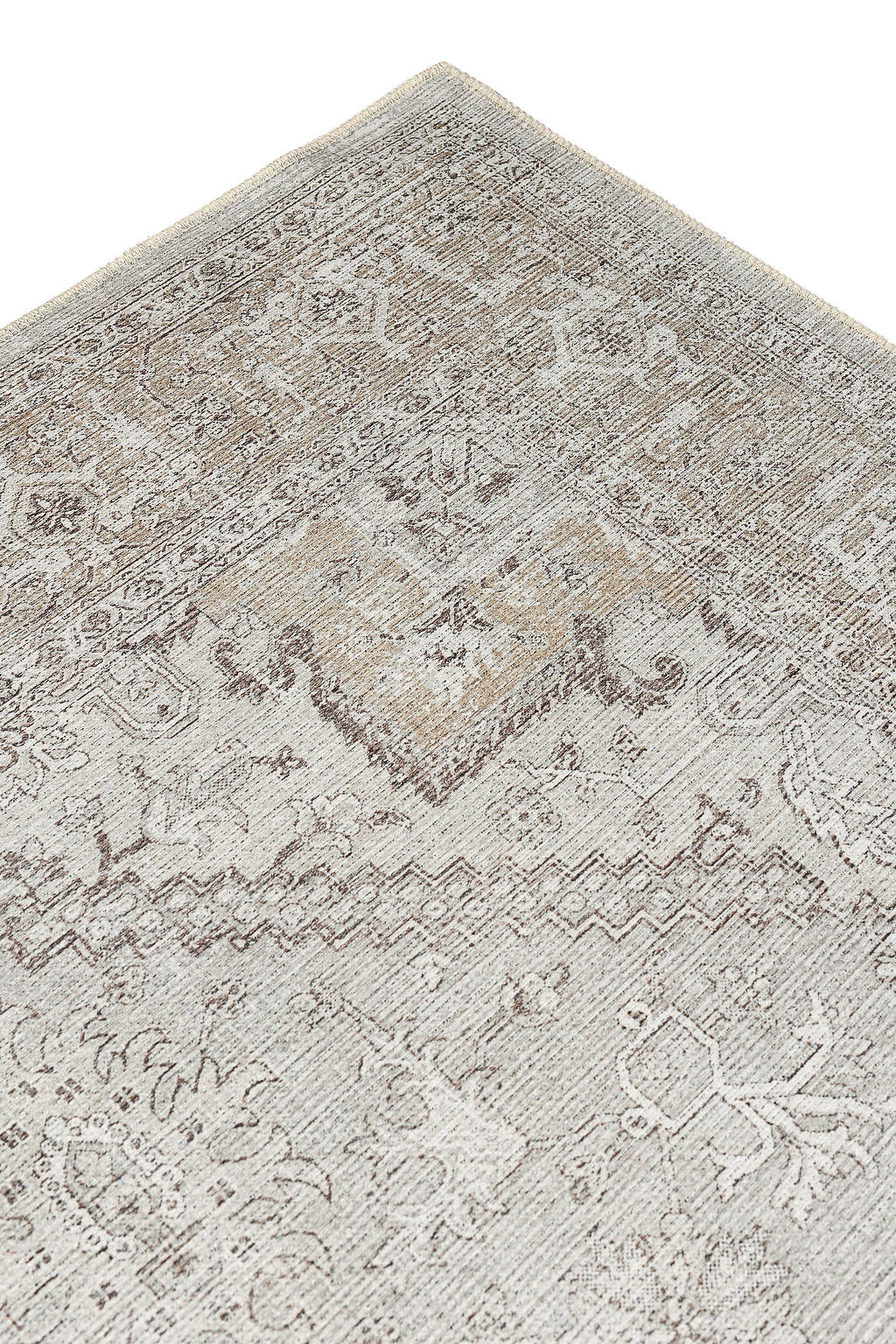 Brown bordered vintage style rug