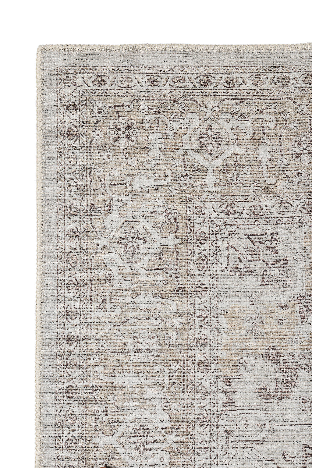 Brown bordered vintage style rug
