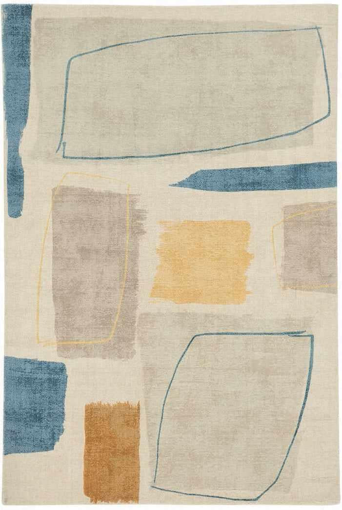 wool rug with a multicolour abstract design