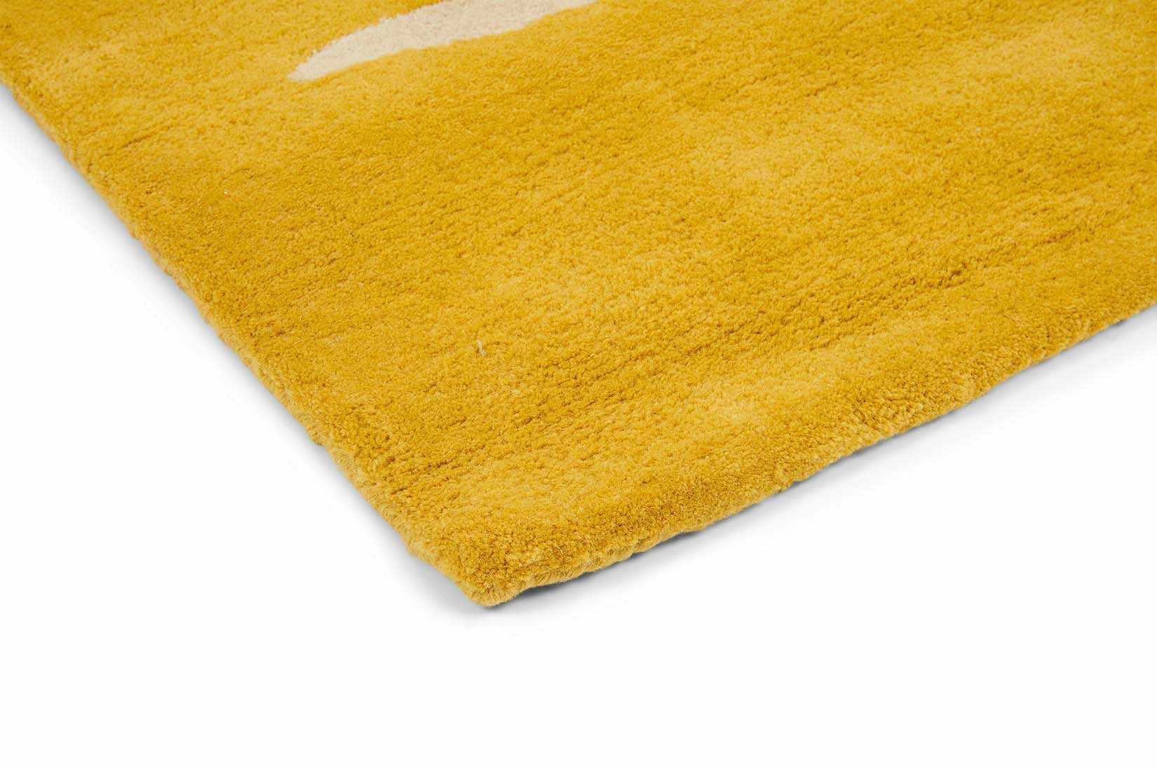 Abstract yellow and cream rug