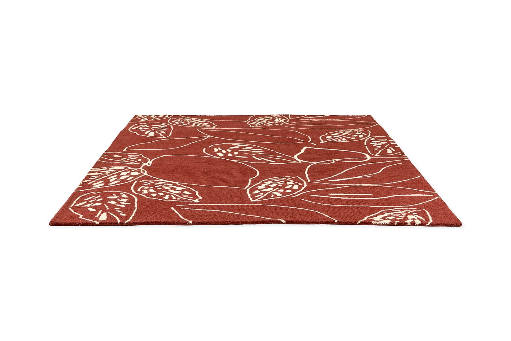 red rug with floral pattern
