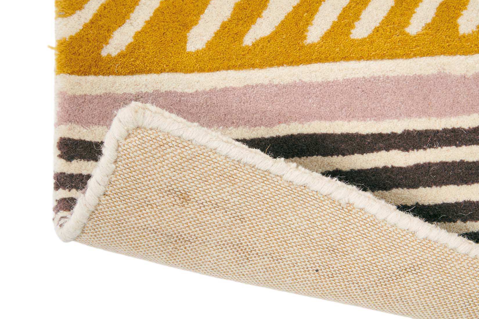 Quirky ethnic inspired pattern in yellow, taupe, cream and grey