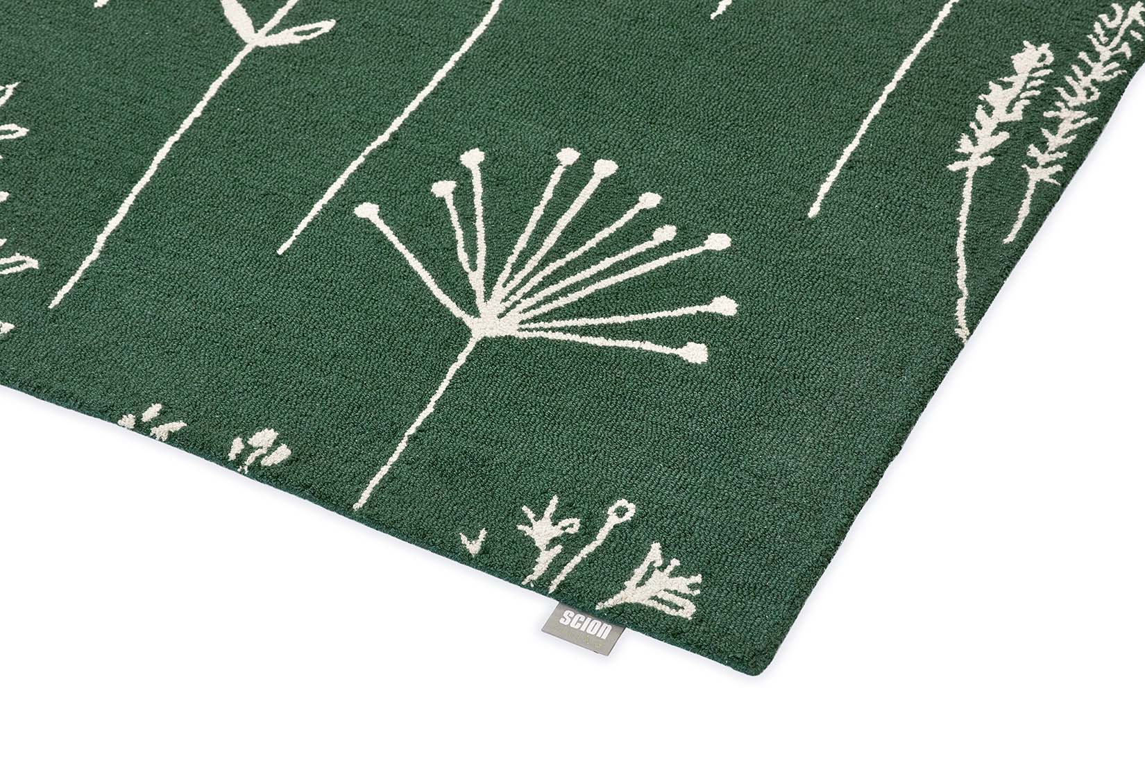 floral printed rug in green and ivory
