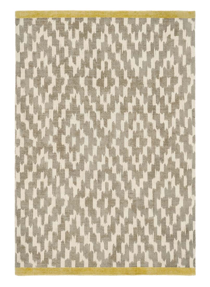 grey wool rug with repeat aztec design