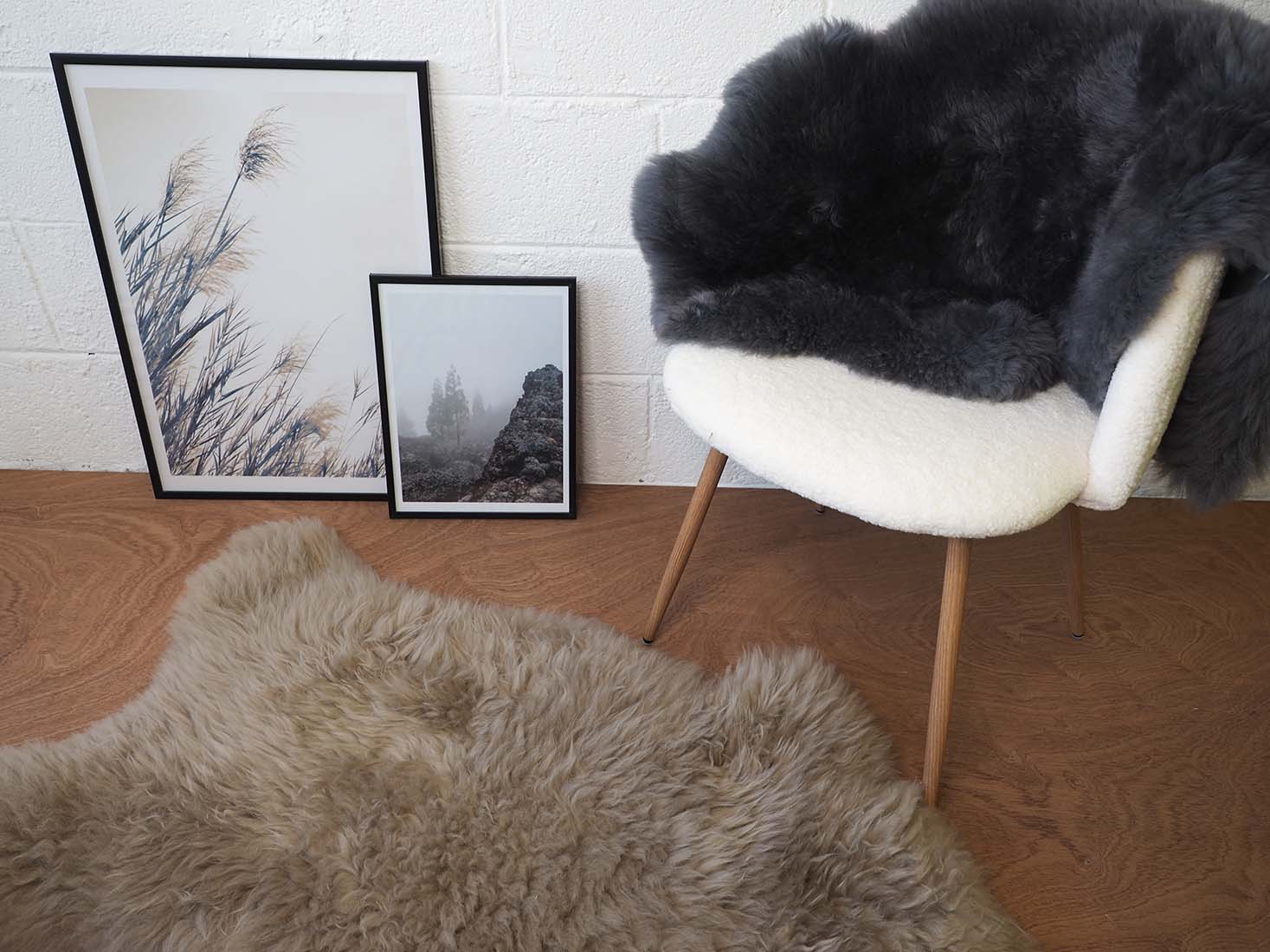Irish dark grey sheepskin rug