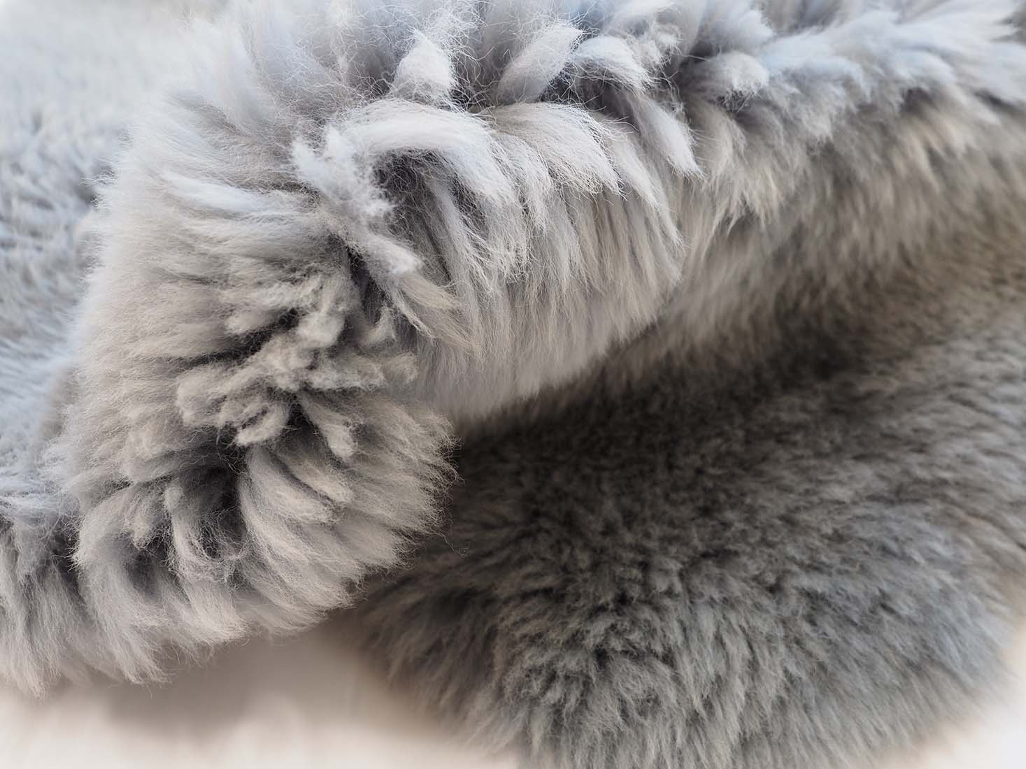Irish light grey sheepskin rug