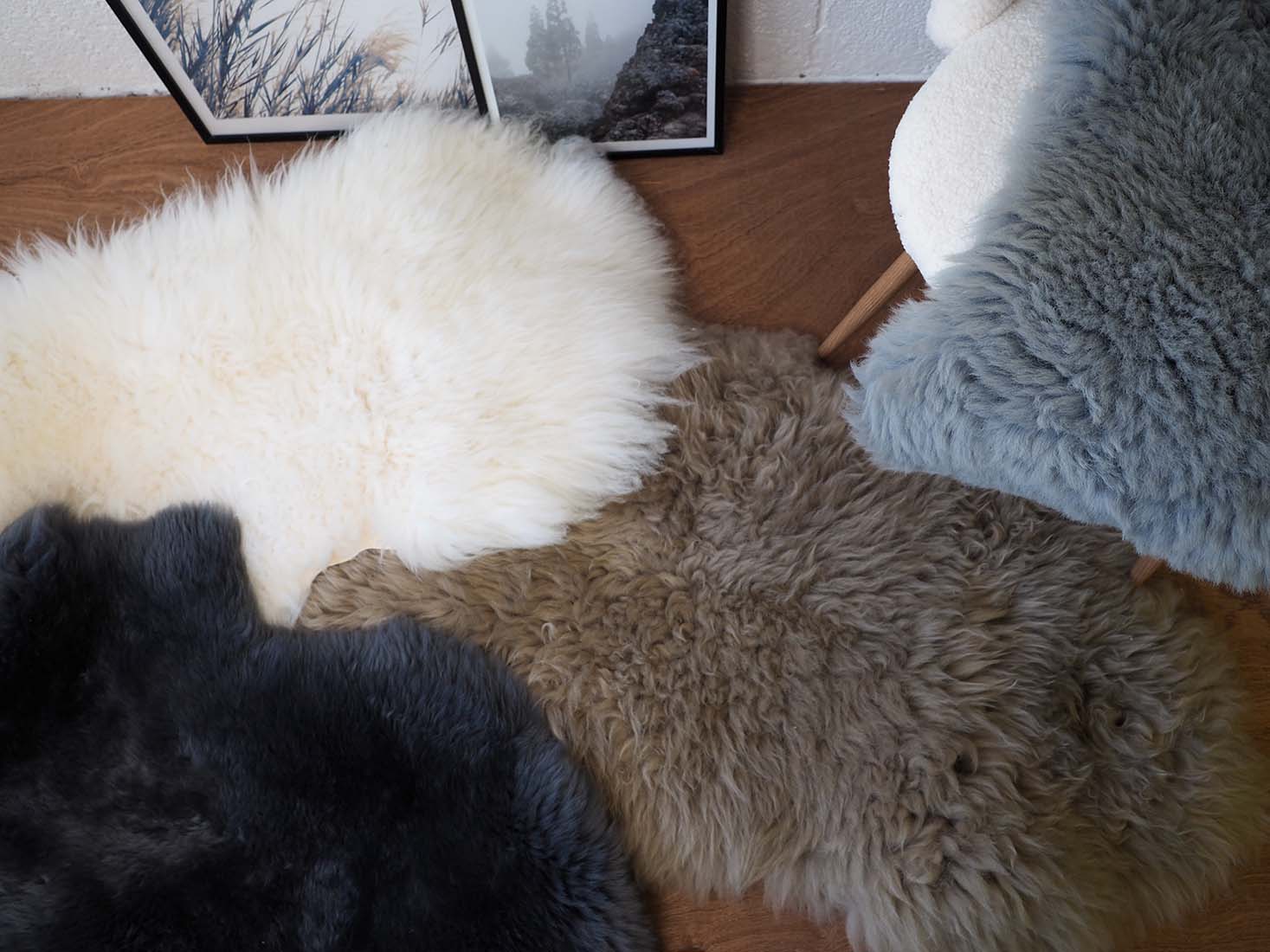Irish light grey sheepskin rug