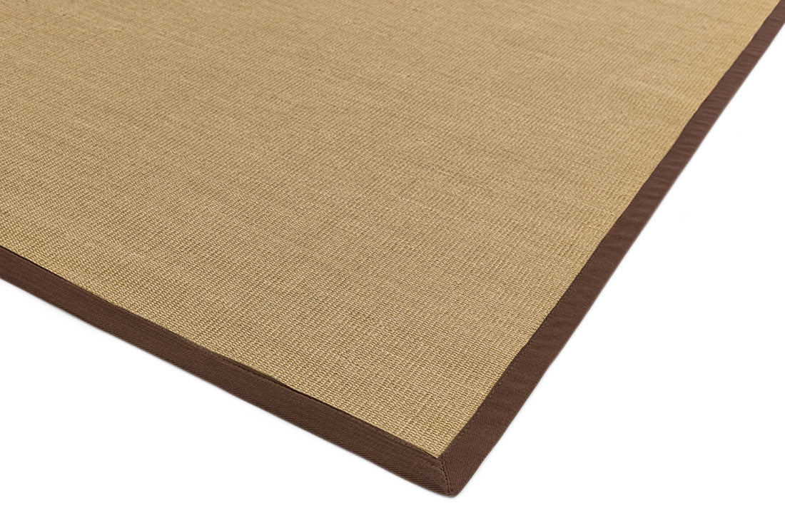 Bordered Sisal Rug Linen with Chocolate border