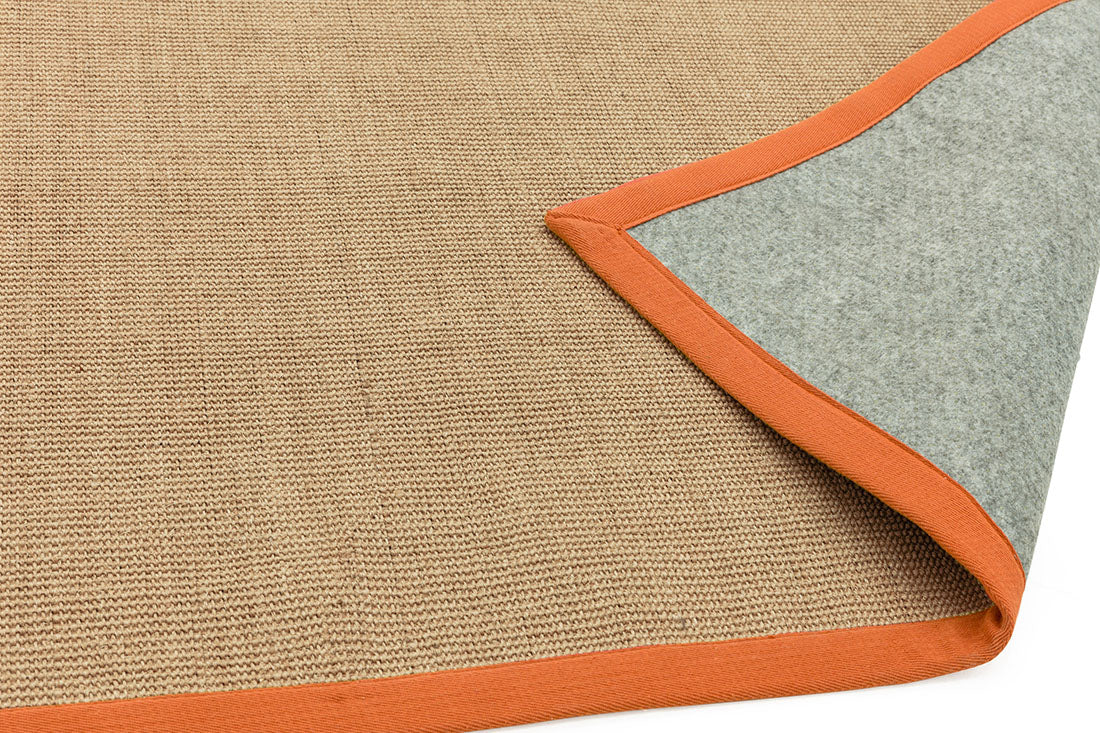 Bordered Sisal Rug Linen with Orange Border