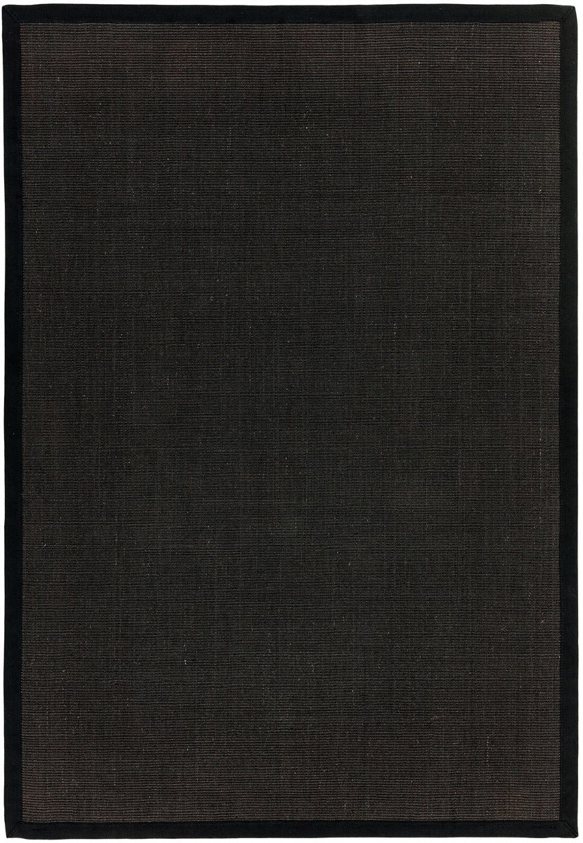 black sisal rug with a black border