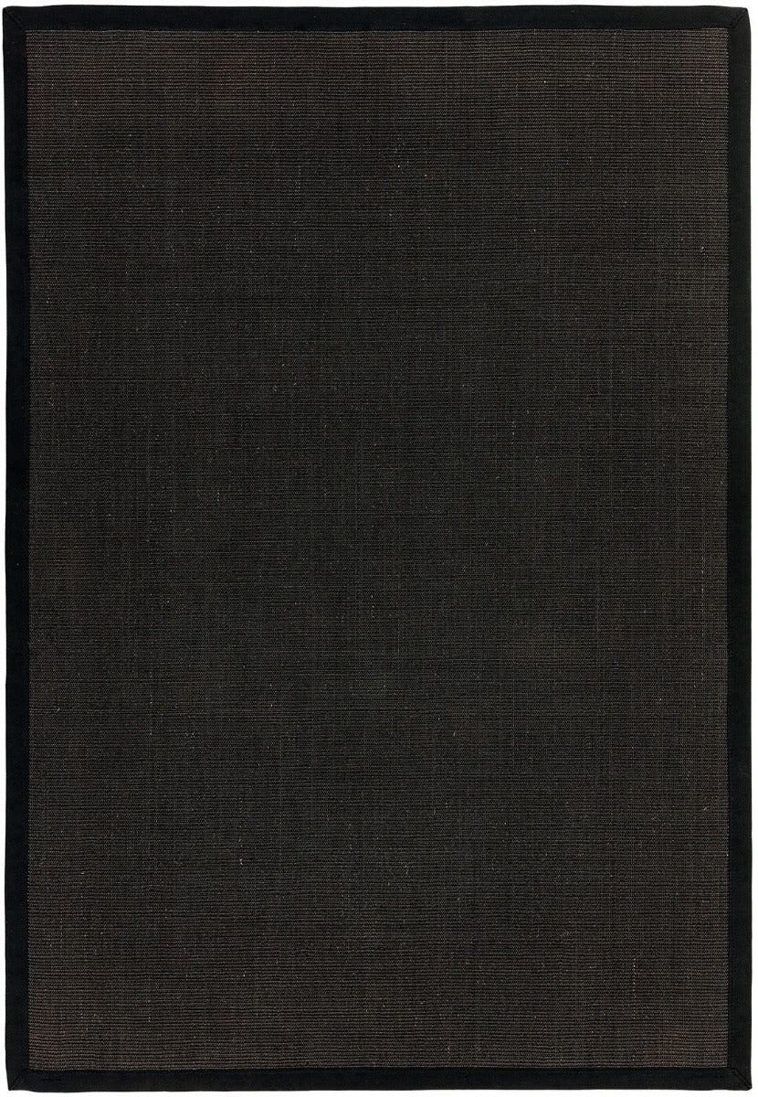 Bordered Sisal Rug Black with Black Border
