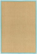 Bordered Sisal Rug Linen with Aqua Border