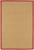 Bordered Sisal Rug Linen with Red border