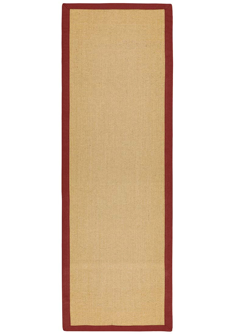 Bordered Sisal Runner Linen with Red Border