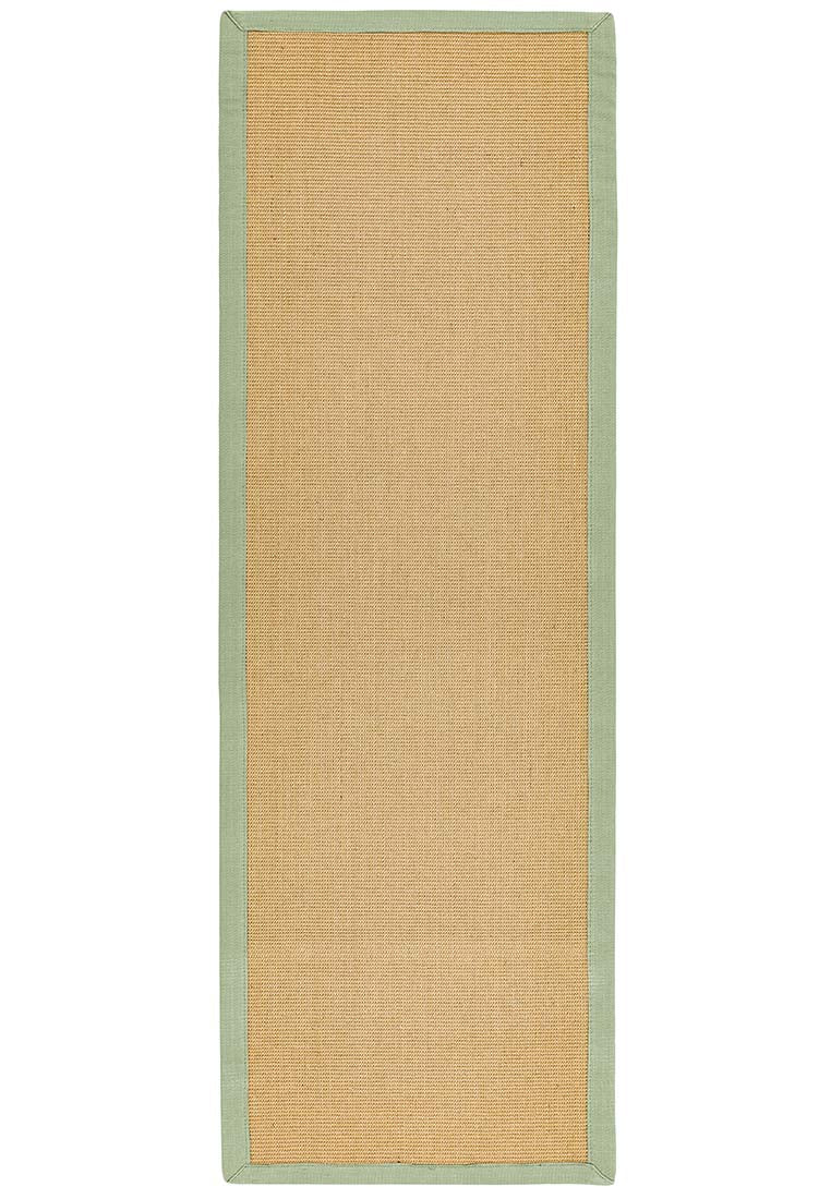 beige sisal rug with a sage green border