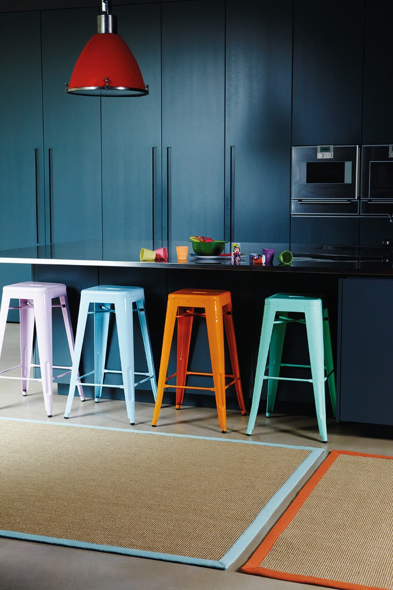 Bordered Sisal Rug Linen with Orange Border