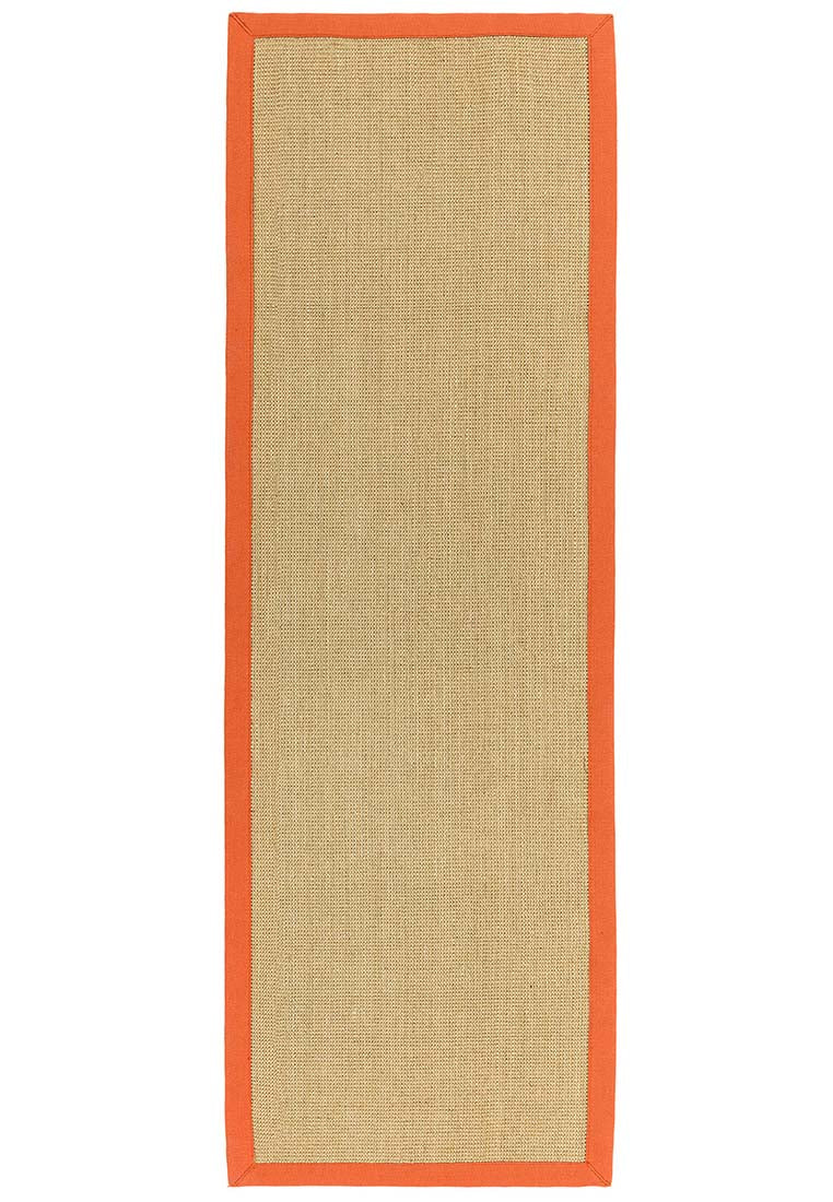 Bordered Sisal Runner Linen with Orange Border
